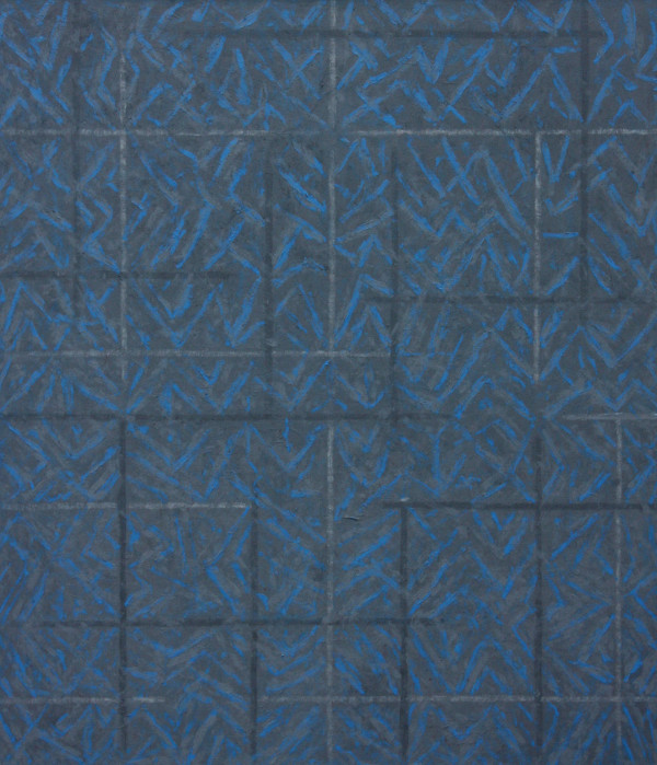 Modré struktury, 2006, 120x105 cm, akryl, plátno